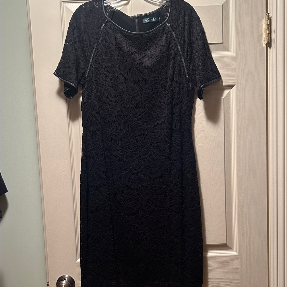 Lauren by Ralph Lauren Size 14 Elegant Black Lace Dress Worn 1 Time